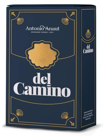 Antonio Anaut | Confezione in metallo 360 g con biscotti friabili classici | Conchiglia del Cammino di Santiago | idea regalo artigianale | Selezione 18 Carati