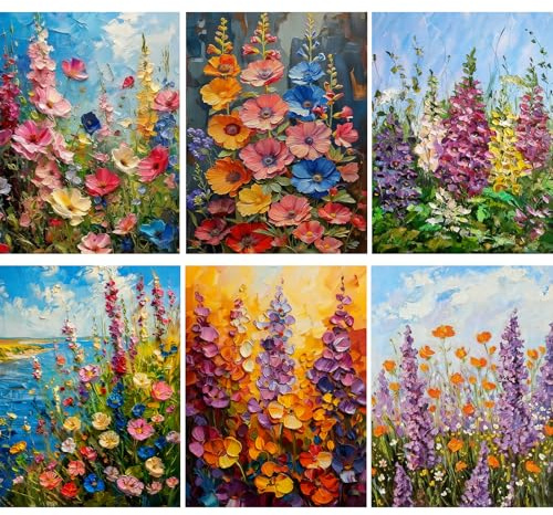MISCER 6 Packs Diamond Painting für Erwachsene, Blumen Diamond Art kit, Diamant Pictures Set Anfänger, Landschaft DIY Diamant Malerei Basteln Bilder Arts Geschenk für Zuhause Wand Deko 30x40cm