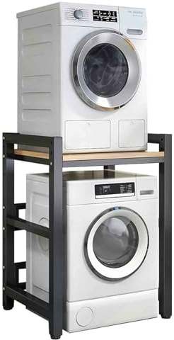 Étagère empilable à 2 niveaux pour lave-linge et sèche-linge à chargement frontal, capacité de 350 kg