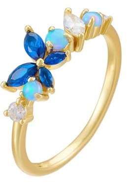 Whoiy Damen Gold Ring 750, Hochzeitsring 18k Echt Gold mit Saphir Trauringe Gelbgold Elegant Ehebandring für Frauen Größe 58 (18.5)