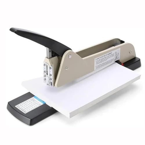 Grapadora de brazo largo resistente para encuadernación de folletos y papel, capacidad de 210 hojas, profundidad de engrapado ajustable