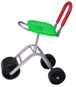Adjustable Gardening Cart with Wheels & Seat 36-48cm Height Rolling Stool for Lawn & Patio Supports 150kg Green Garden Trolley for Yard & Home Use