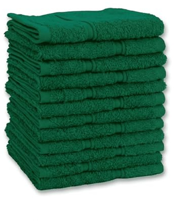 Vency Premium 12-pack gästhanddukar, handdukar för ansikte och händer – 100 % bomull, mjuk och absorberande – 30 x 30 cm, mörkgrön