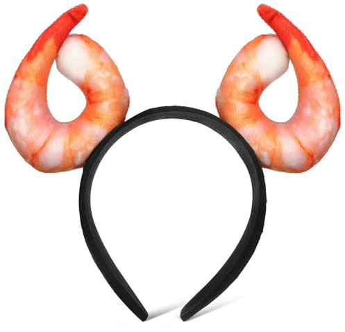 Toyvian Novelty Plush Shrimp Hair Band Double-head Seafood Headpiece for Cosplay Halloween Party Photo Booth Accessories