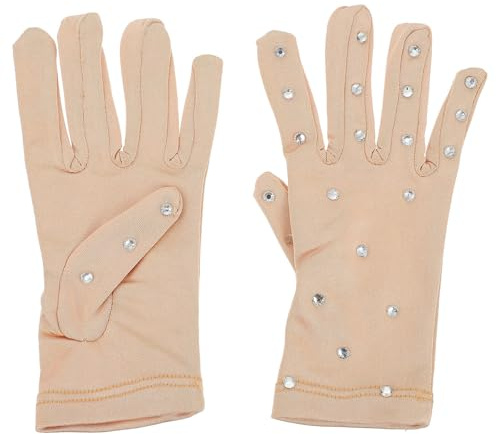 Ciieeo Elastic Fiber Ice Skating Gloves with Rhinestones for Women Girls Breathable Figure Skating Non-slip Gloves with Heat and Warmth Protection Stylish for Dance and Performance