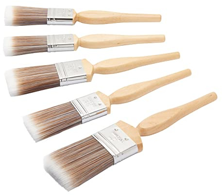 Fit For The Job Ensemble de 5 pinceaux Diamond artisanaux pour Une Finition Lisse avec des peintures-émulsions à Aspect Brillant et satiné sur Les Murs, plafonds, Meubles, Bois et métal