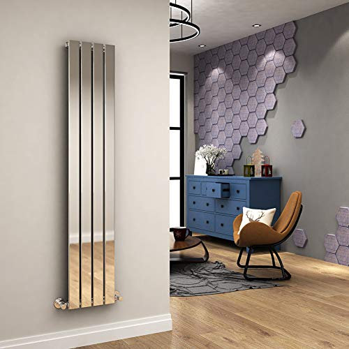 ELEGANT 1600 x 300 mm Chrome Vertical Column Radiator Single Flat Panel Designer Bathroom Radiator