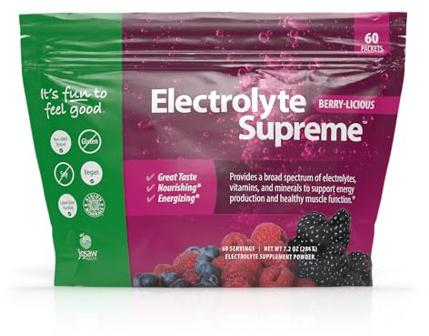 Jigsaw Health Electrolyte Supreme | Broad Spectrum of Electrolytes + Trace Minerals | Berry-Licious Flavor | 60 Servings (Packets)