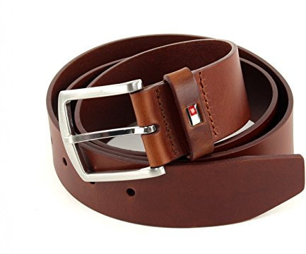 Tommy Hilfiger Herren Gürtel New Denton Belt 4,0 cm Ledergürtel, Braun (Dark Tan), 115 cm