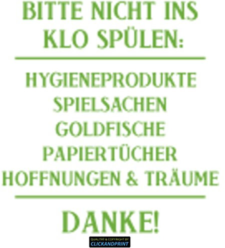 CLICKANDPRINT Aufkleber » Bitte nicht ins Klo spülen:, 280x39,3cm, Lindgrün • Wandtattoo / Wandaufkleber / Wandsticker / Wanddeko / Vinyl