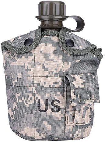 Tbest Borraccia portatile, borsa sostituzione per camuffamento all'asostituzione perto Borraccia verde militare con set sostituzione per pranzo in alluminio Escursionismo