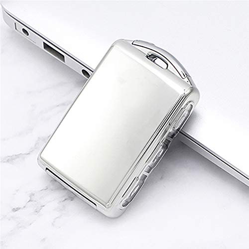 ontto Smart Autoschlüssel Hülle Fall für Volvo V70 XC60 XC90 S90 V90 XC70 S80 3 Tasten Premium TPU Schlüsselbox Keyless Go Schlüssel Tasche Schlüsselschutz Schlüsselanhänger-Silber