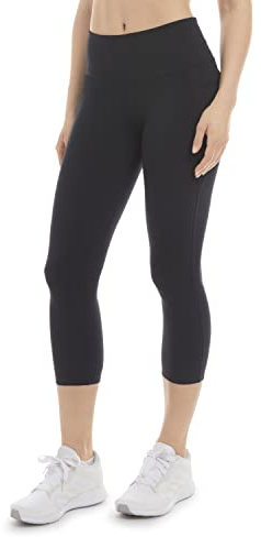 Danskin Dam böjd kontur capri legging, svart salt, S