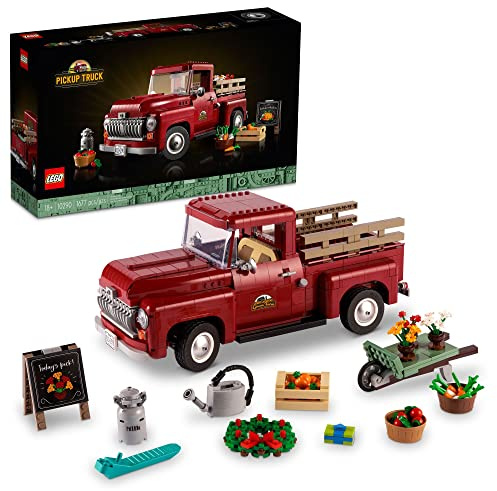 LEGO Icons Pickup Truck 10290 Building Set for Adults, Vintage 1950s Model with Seasonal Display Accessories, Creative Activity, Collector's Gift Idea