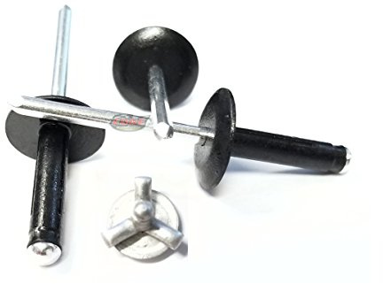 Black Exploding Pop Rivets 3/16 Tri-Fold Large Head Aluminum Mandrel .040 - .354 Grip Range Fastener
