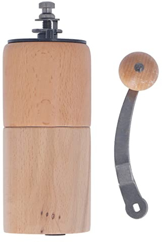 Molinillo de granos de café manual Natudeco Gran capacidad Manivela de mano Grosor ajustable Silencioso Herramienta de molienda de café de mano de madera portátil para viajes en el hogar(Grande)