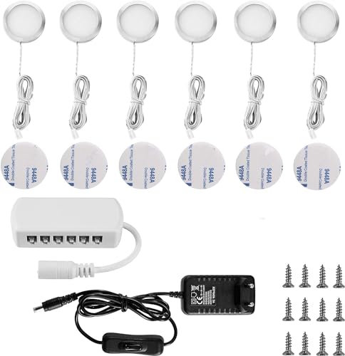 Lightess Eclairage LED Cuisine Sous Meuble 6 Er Lampe De Placard Lumiere Cuisine Sous Meuble Spot Lumière Armoire Pour Escalier Cabinet Penderie Entrée Couloir Toilette Bar Blanc Neutre