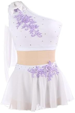 Eiskunstlauf Jacke Für Kinder Stickerei Gymnastik Trikots Für Erwachsene Ärmelloses Ballett Kostüm Rollschuhkleid Trainingsbekleidung,Weiß,XL