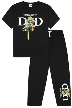 Star Wars, Set di pigiama lungo da uomo Yoda Best Dad, Nero , XXL