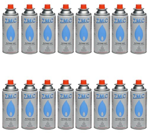 Z.M.C 16 x butangaspatroner 227 g med ventil typ MSF-1a, universell gaspatron, butangaspatroner med bajonettanslutning för campingkokare, gasvärme, gasbrännare, ogräsbrännare, lödbrännare