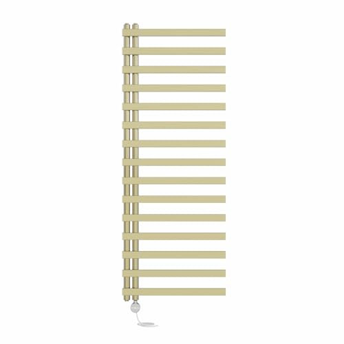 NRG Prefilled Designer Electric Heated Towel Rail Radiator Brushed Brass Thermostatic Bathroom Warmer with Touch Screen Display 1600x600mm - 800 Watt