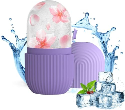 Joyeee Ice Roller Viso, Rullo di Ghiaccio in Silicone Riutilizzabile, Massaggiatore di Ghiaccio Facciale per Elimina le Linee Sottili, Riduce Il Gonfiore, Riduce i Pori