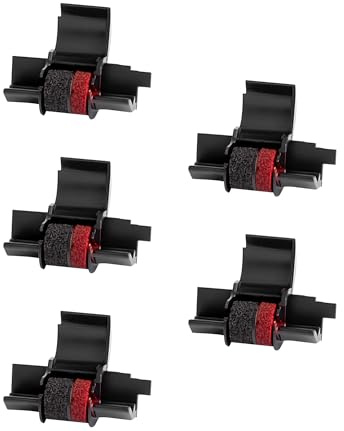Msudoku Compatible with Calculator Ink Roller Ribbon Replacement for IR40T IR-40T CP-13 MP-12D Sharp EL-1750V P23-dhv CP13 EL-1801V HR-100TM HR-170RC Printer (Black and Red, 5 Pack)
