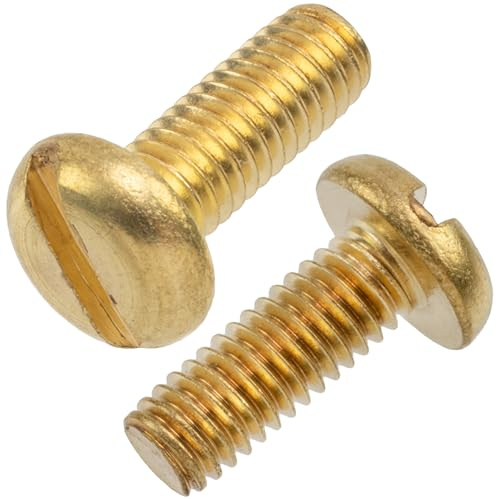 AERZETIX - NV17413 - Juego de 10 Tornillos de Metal con Cabeza Cilíndrica M3x8mm con Huella Ranura SL Rosca Métrica en Latón Color Dorado