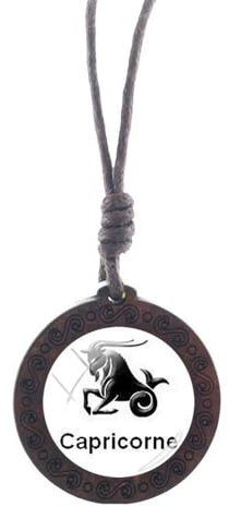 GONMFKM Charm-Halskette Mit 12 Sternzeichen, Modischer Weißer Glas-Charm-Anhänger Aus Holz, Schlüsselbeinkette, Sternbild-Horoskop-Pulloverkette Für Damen Und Herren, Schmuckgeschenke, Steinbock, Ve