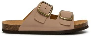 Scholl Jackie Sandalo Unisex in Pelle Scamosciata con Cinturini Regolabili e Suola in Sughero Naturale, Design Elegante e Confortevole con Fibbia Classica
