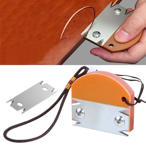 KEWAYO Furnierkantenschneider,Einhandhobel für Holzbearbeitung,Manueller Kantenanleimschneider mit 1 Ersatzklinge Rutschfest Handhobel für Holz PVC ABS Kantenschneider Umleimer (Orangerot)