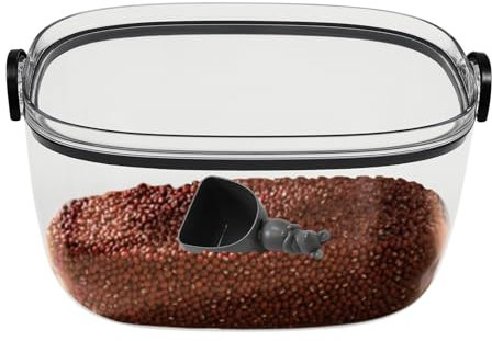 QUIOTUIR Cereal Storage Containers 5L with Measuring Cup and Clear Lid Cereal Dispenser for Kitchens, Restaurants, to Store Grains, Beans, Sugar, Flour, Nuts, Coffee, Dried Fruits, Pasta, Pet Food
