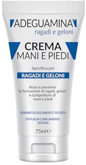Adeguamina, Crema Ragadi e Geloni Mani e Piedi, Trattamento per Ragadi e Geloni, Formula Idratante e Riparatrice, Dermatologicamente Testata, Assorbimento Rapido - 75ml