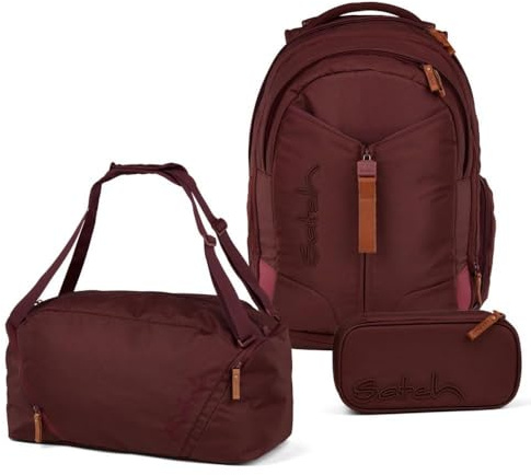 Satch Match Schulrucksack Set 3tlg. inkl. Schlamperbox und Sporttasche (Nordic Ruby Skandi Edition)