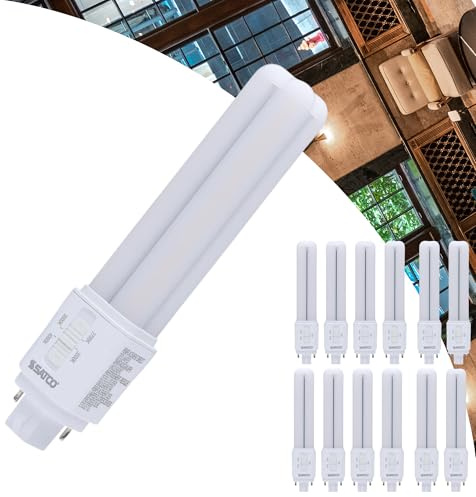 Satco LED PL Lamp 9W 18W/26W/32W Equivalent 2700K/3000K/3500K/4000K CCT Selectable G24d 2-Pin Base Ballast Bypass Type B 120-277V – Part S29855 (12 Pack)