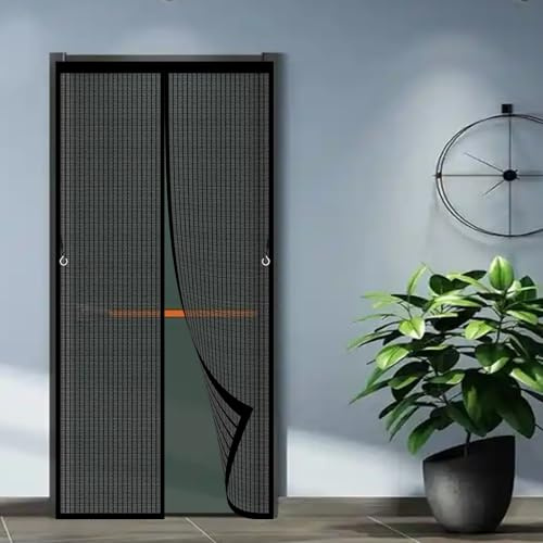 Mosquitera Puerta Magnetica 93 x 217 cm con Imanes, Cierre Automático, Que Entre Aire Fresco Mosquitera Puerta Magnetica Corredera Cortina para Balcón, Cocina, Dormitorio, Negro