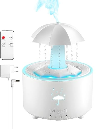 PNGOS Luftbefeuchter Kinderzimmer 300ML, Diffusor Rotierender Regentropfen Luftbefeuchter Luft, 7-Farben LED Aromatherapie Diffusor für Büro,Schlafzimmer,Auto,Desktop