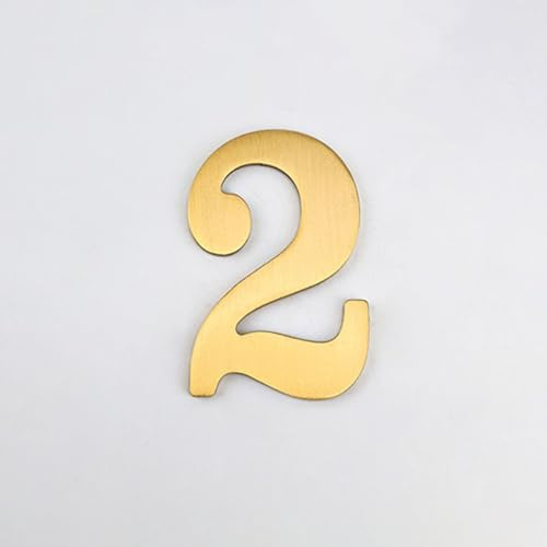 Numeri Civici Da 3 Pollici, Numero Di Porta Moderno In Metallo Ottone, 8 Cm, Lettere Dorate Per Indirizzo Di Cassetta Postale, Segno Decorativo Per Esterni, Per Camera D'hotel, Giardino(2)