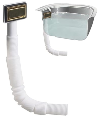 Manguera de Desagüe de Rebosadero del Fregadero - Tubo de Descarga con Conexión Cuadrada - Tubo Flexible de Drenaje Extensible para Cocina y Baño