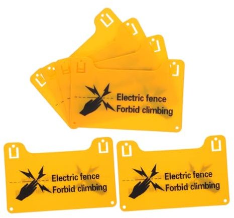 PLAFOPE 6pcs Electronic Fence Warning Signs High Voltage Plastic Caution Boards Pre-drilled for Home Farm Safety Electric Fence Precaution Signs
