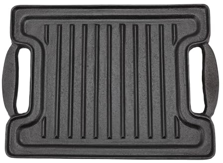 WIHFHGZ Piastra Barbecue in Ghisa Rettangolare 67x40 cm, Acciaio Inox con Riscaldamento Uniforme - Antiaderente Naturale, Adatta a Griglie Carbonella e a Gas