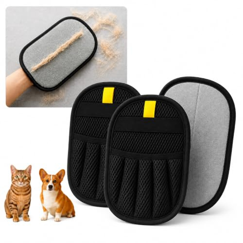 Gant Anti Poils Animaux, Lot De 2, Design Épaissi À Forte Adhérence Électrostatique, Gant pour Poils De Chat Et Chien, Pet Hair Remover, Vêtements, Tapis & Voiture, Idéal pour Chiens & Chats