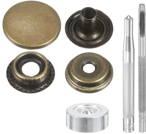 QUARKZMAN 24 Set Lederschließen Kit ⌀ 20mm, 84mm Länge (Bronze) | Metall Druckknöpfe Mit 3 Installationswerkzeugen für Mantel Tasche Leder Marine Boot Segeltuch