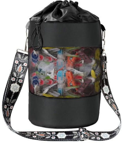 wehers Peg Bag for Washing Line, Black Clothes Peg Bags with Hanger Clothes line Peg Bags with Shoulder Strap and Drawstring Closure