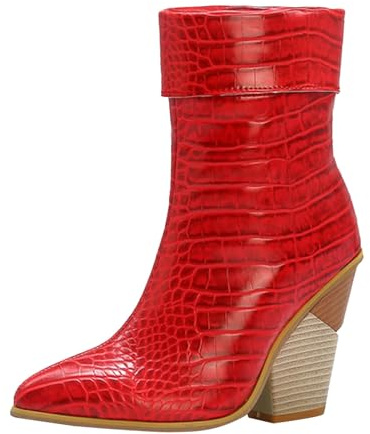 Cocila Botas Vaqueras Negras De Punta Puntiaguda Y Tacón Cuadrado Para Mujer, Motociclista, Media Caña Botines Negros Mujer Invierno Altas Piel Camel Marrones Tacon Zapatillas Blancas Barefoot