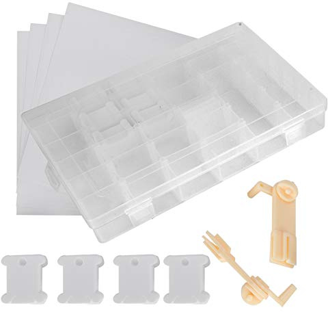 Qcwwy Stickgarn-Aufbewahrung, Sticktwist-Organizer-Box, Durchsichtiges Kunststofffach, Organizer für Kreuzstich, Garn, Nähen, Schmuck, Kunsthandwerk, Perlen-Aufbewahrungsbehälter, Andere Näharbeiten