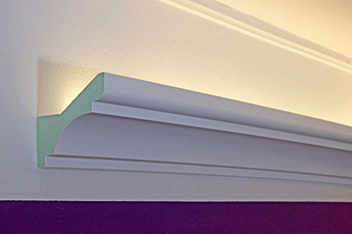 BENDU LED-Lichtvoute klassisch für indirekte Deckenbeleuchung DBKL-82-PR | 82 x 87 mm BxH | Lichtvouten Trockenbau-Profil aus Hartschaum XPS leicht, stabil lichtundurchlässig