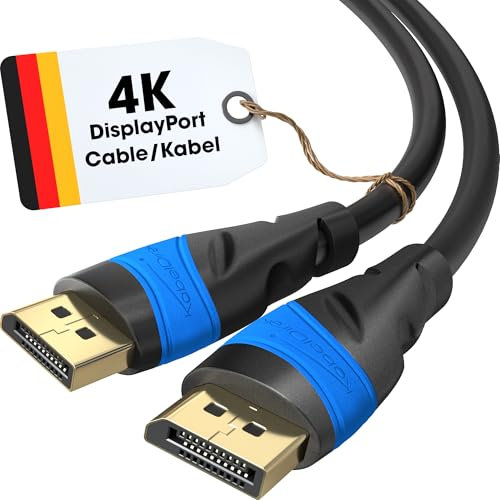 KabelDirekt – 4K DisplayPort Cable – 7.5m – DP Cable, Developed in Germany – Available in 0.5-10m (Display Port, for PC/Laptop and monitor at 4K@60Hz, gaming at 144Hz, Dolby Audio, black)