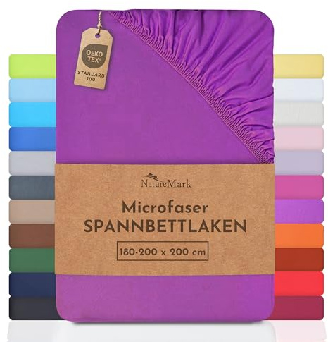 NatureMark - Mikrofaser SPANNBETTLAKEN zum Sparpreis! viele Größen und Farben Markenware (180x200-200x200 cm, lila)