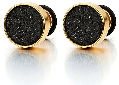 2 Oro Finto Dilatatore Fake Plug, Orecchini da Uomo Donna, Acciaio Inossidabile, 6MM